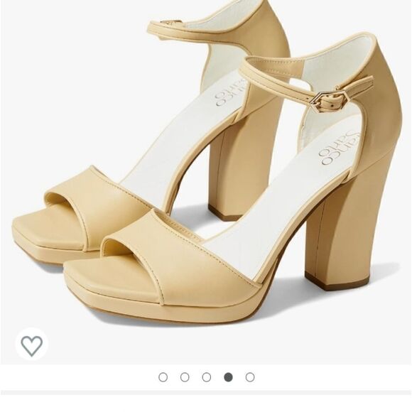 Franco Sarto Dima tan leather block open square toe heels size 10 NWT - Picture 1 of 9
